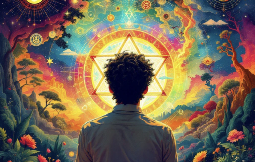 思考易經卦象的人在自然背景中探索解讀能力提升的旅程