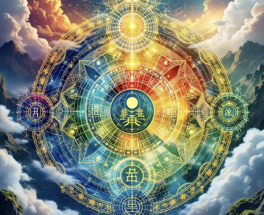 色彩斑斕的易經卦象與自然元素展現解讀能力提升的和諧