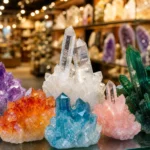 水晶商店展示各種水晶色彩與光影