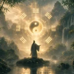 懸浮易經卦象柔和光線自然元素